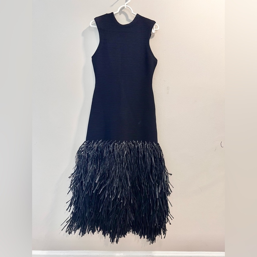 NWT Aje Exclusive Rushes Raffia Ribbed Midi Dress Black Size XS - Picture 3 of 9
